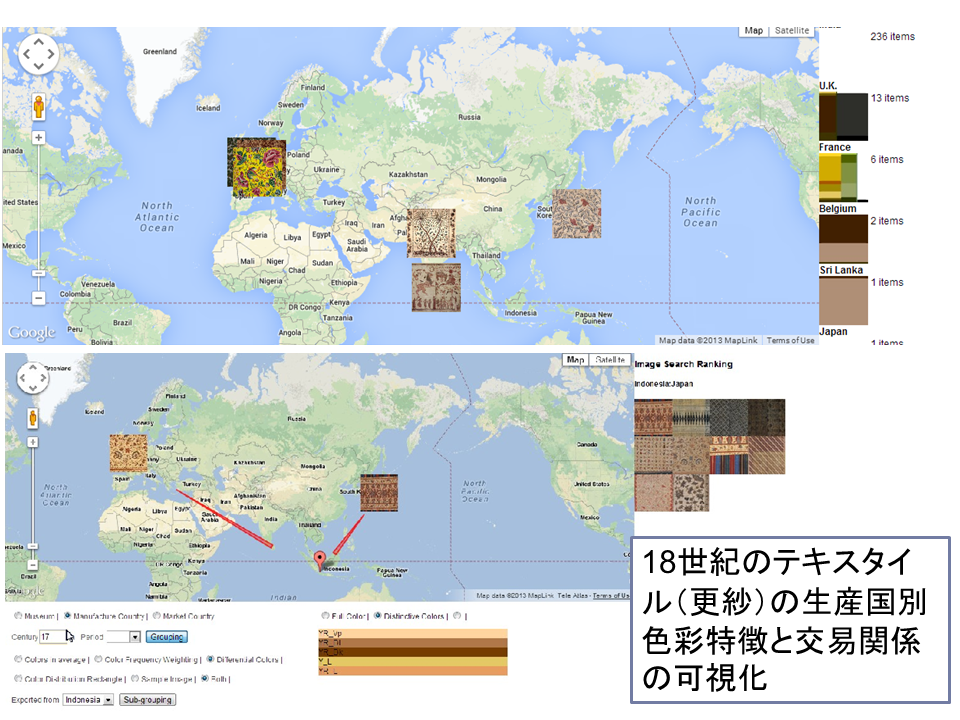 図9 　5D世界地図による文化財マルチメディア特徴量の時空間的分析・可視化の実装 (2)