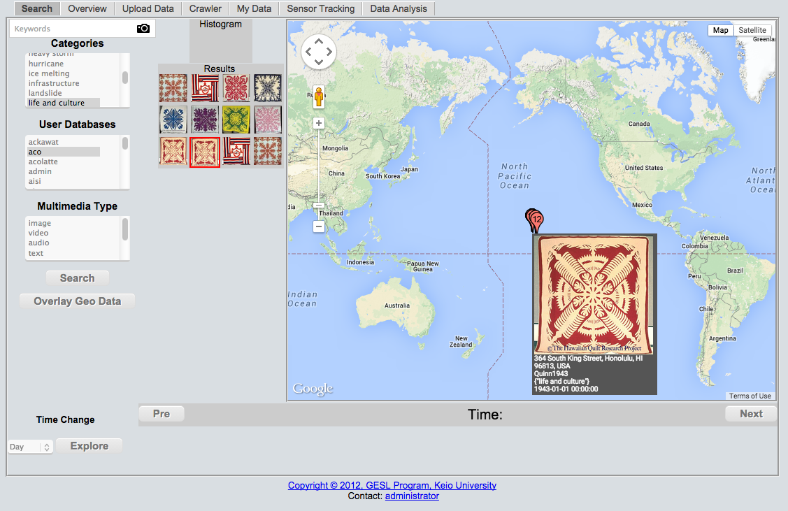 図11 　5D世界地図による文化財マルチメディア特徴量の時空間的分析・可視化の実装 (3)