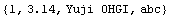 {1, 3.14, Yuji OHGI, abc}